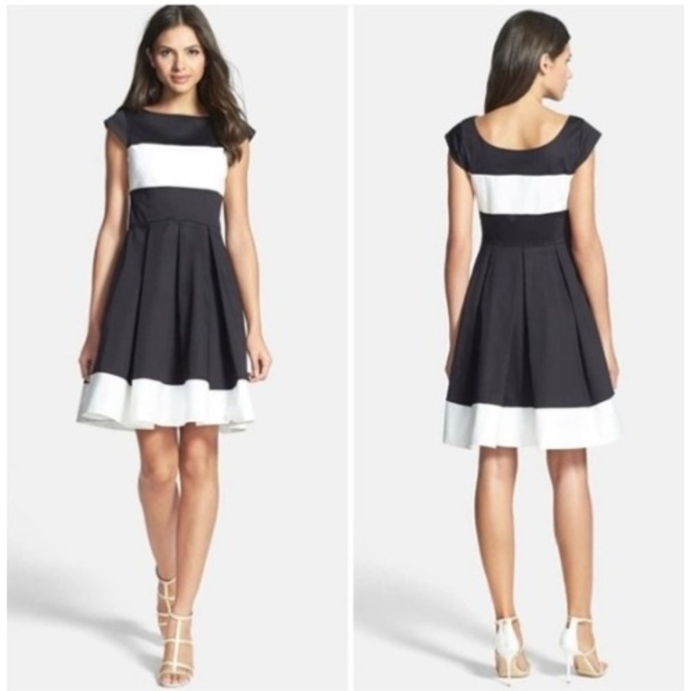 Kate Spade New York‎ Adette Black White Colorblock Fit & Flare Dress Sz 0